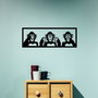 Wallity Three Monkeys - M Escultura de pared de metal negra